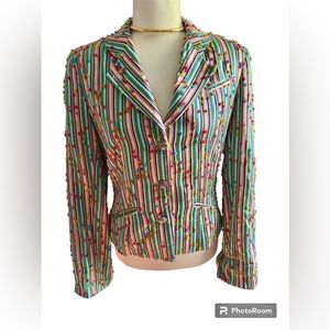 Vintage Colorful Striped & Dotted Stackpole Moore Tryon Suit Jacket S